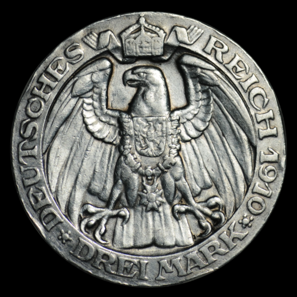Юбилейная серебряная монета 3 марки 1910 г. Германия