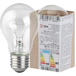 Лампа накаливания ЭРА Б 230-40-E27-Г 40Вт 230В груша прозрачная в гофре E27