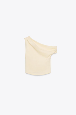 ZARA ТОП АСИММЕТРИЧНОГО КРОЯ С ТЕКСТУРОЙ, ЖЕЛТЫЙ