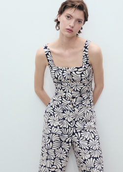 Льняные брюки с цветами