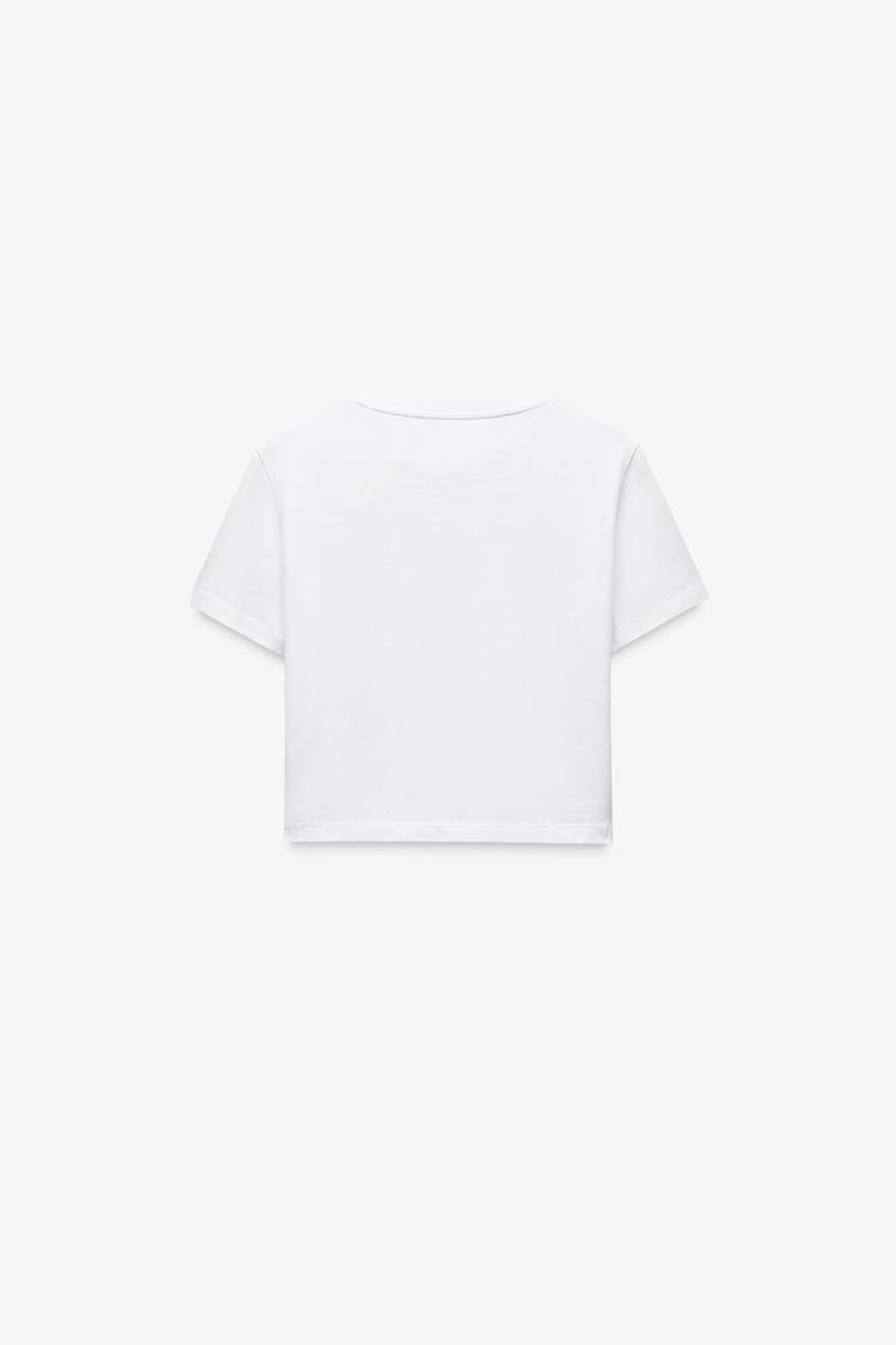 ZARA УКОРОЧЕННАЯ ФУТБОЛКА ИЗ ЭЛАСТИЧНОЙ ТКАНИ, БЕЛЫЙ