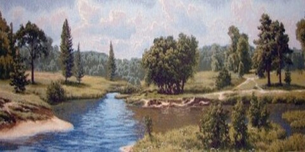 Гобеленовая картина "D. РОДНЫЕ МЕСТА" в багетной раме, Россия.