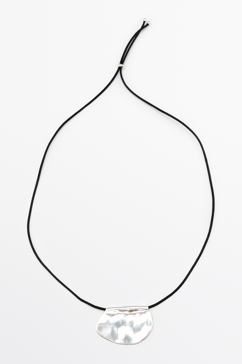 Massimo Dutti Длинное колье с подвеской, серебряный