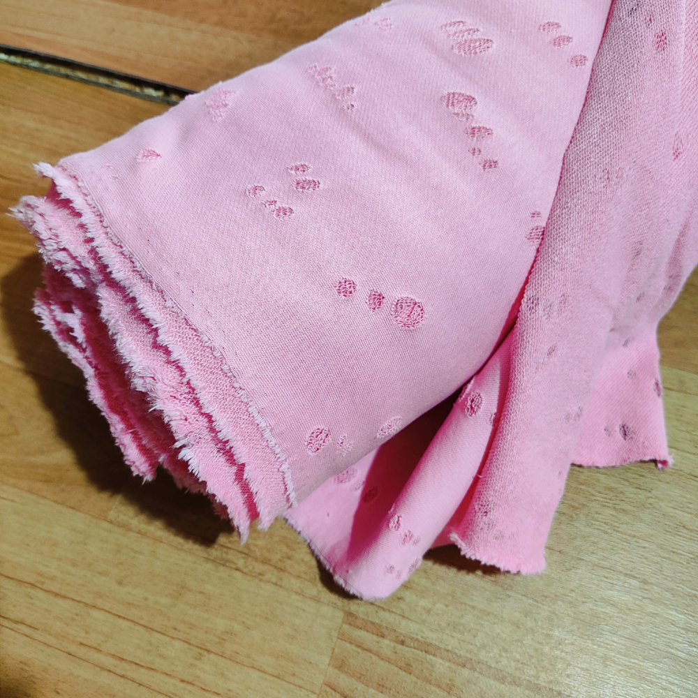 РОЗОВЫЙ РВАНКА - Футер 3х-нитка ПЕТЛЯ, компакт пенье (местами около кромки могут встретиться белесые пятнышки)