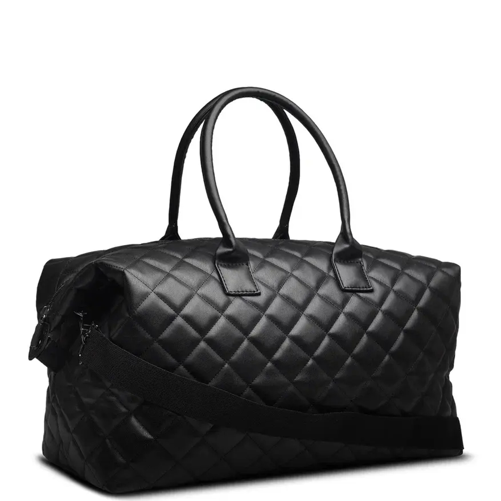 Сумка дорожная из искусственной кожи, стежка, черный (2-379)