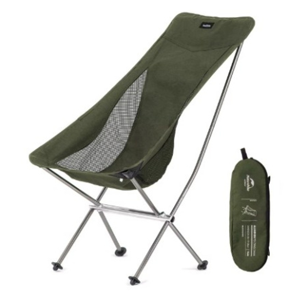 Кресло туристическое Naturehike YL06 складное, высокая спинка, до 150 кг, зеленое, артикул NH18Y060-Z-GR Под заказ.