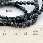 Обсидиан "Снежный" бусины, диаметр около 4,3-4,5 мм, цена за отрезок 19 см (1/2 нити)