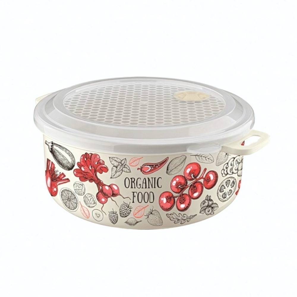 Ёмкость для холодильника и микроволновой печи с декором 2л (бежевый)