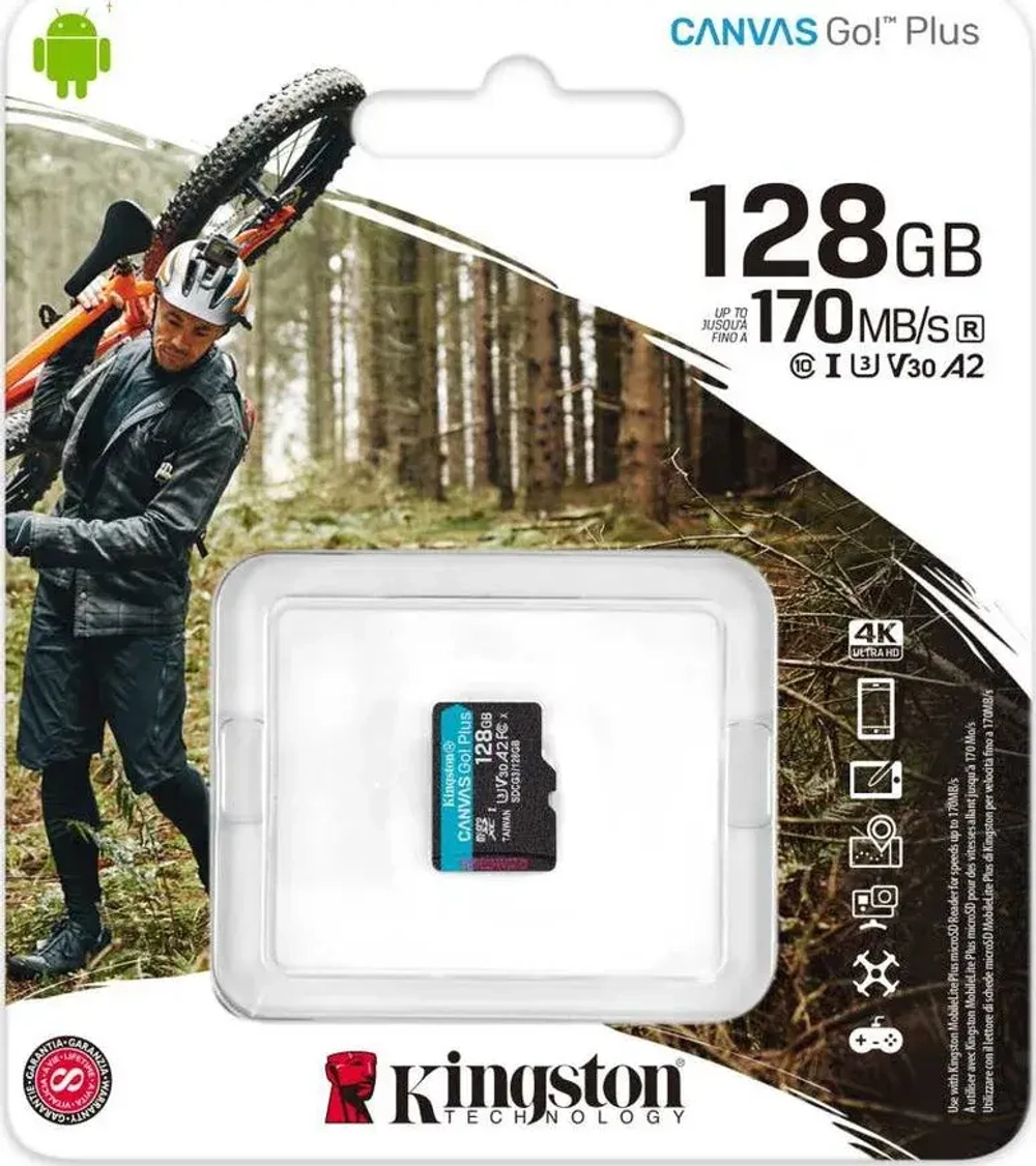 Kingston MicroSD/TransFlash-128 Gb class 10 (170/70 Mb/s)