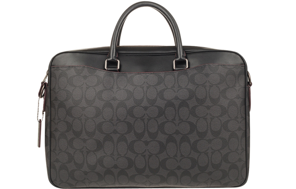 COACH Beckett Leather Laptop Bag, Briefcase, Shoulder Bag, Crossbody Bag, Handbag Large Men"s Black