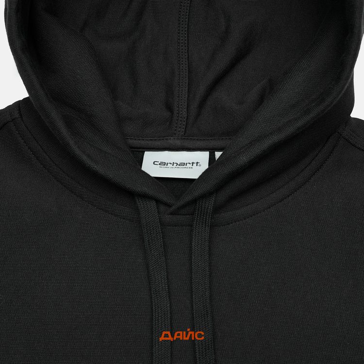 Толстовка мужская Carhartt WIP Hooded American Script артикул:I028279_black - купить в магазине Дайс