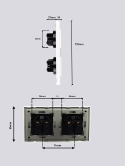 Розетка золотая с заземлением, двойная розетка с защитными шторками