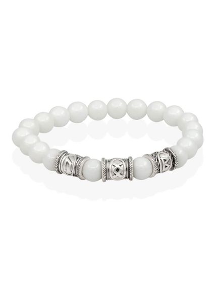 Браслет из белой ювелирной керамики с рунами Уруз, Ингуз, Беркана - Восстановление энергии, вид спереди