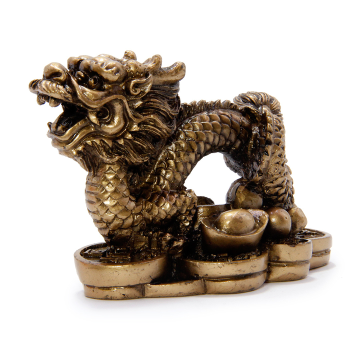 Статуэтка Дракон на монетах, дарует мощную защиту, бережет и приумножает богатство под бронзу 5x7см