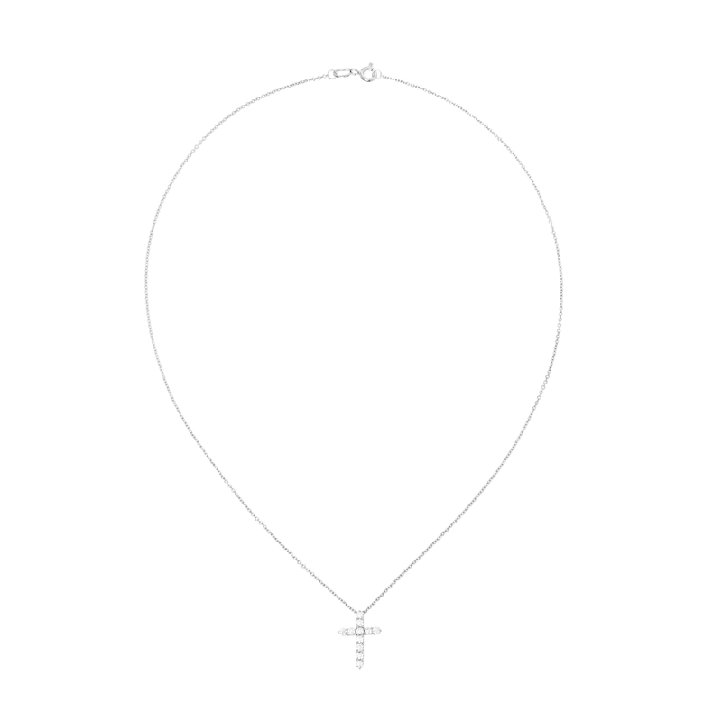 Колье Золотой Крест с Лабораторными Бриллиантами – 2 мм