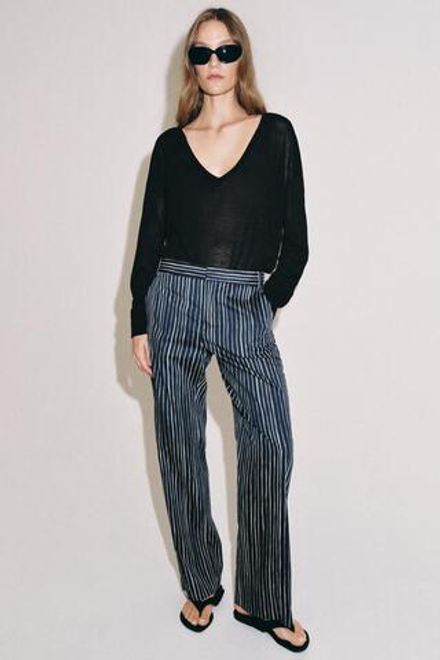 ZARA БРЮКИ В ПОЛОСКУ — ZW COLLECTION, МОРСКОЙ СИНИЙ