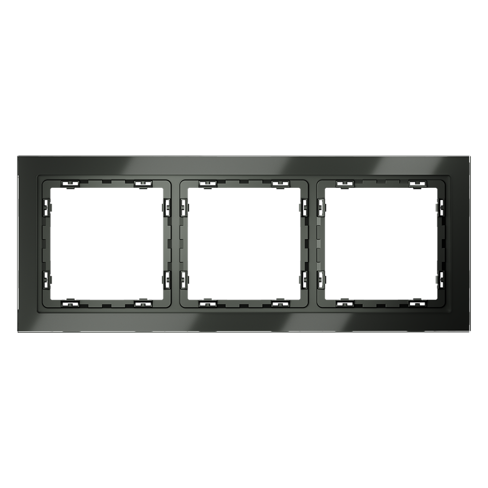 Рамка стеклянная VOLTUM S70 на 3 поста, (титан, стекло)