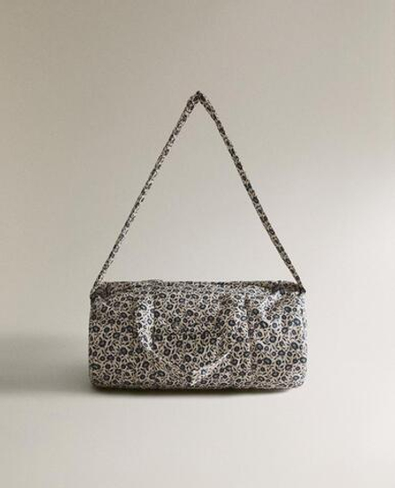 ZARA HOME ХЛОПКОВАЯ СУМКА ДЛЯ БЕРЕМЕННЫХ С ЦВЕТОЧНЫМ ПРИНТОМ, СИНИЙ