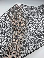 Вышивка на сетке чёрная атласная К695