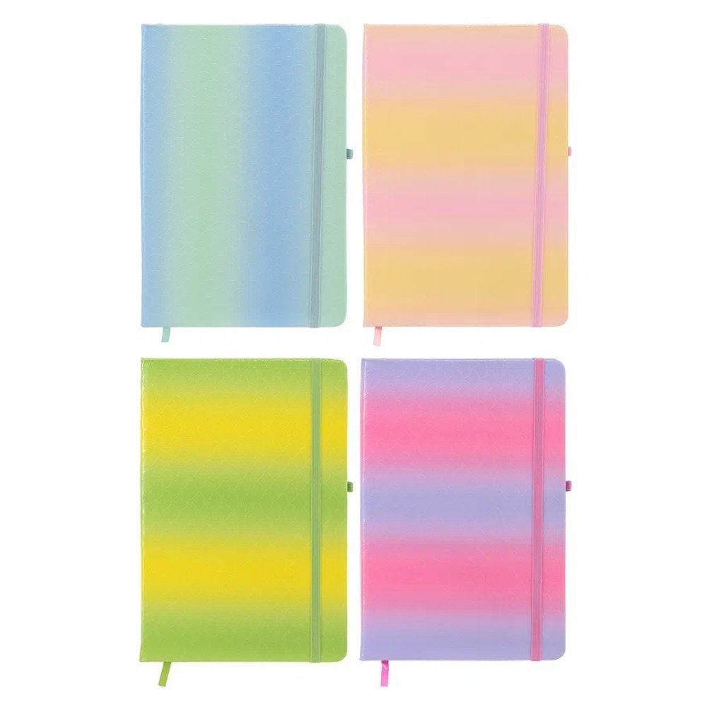 Записная книжка Basir на резинке, формат А6, переплет из кожзама, рисунок - цветное омбре, 14*9 см, 80 листов, 4 цвета ассорти
