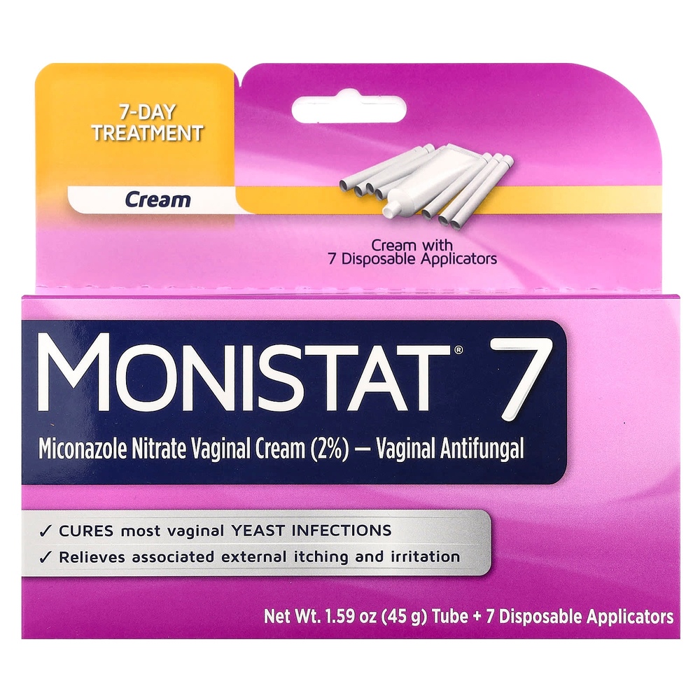 Monistat, 7-дневный лечебный крем, 7 одноразовых аппликаторов + тюбик 45 г (1,59 унции)
