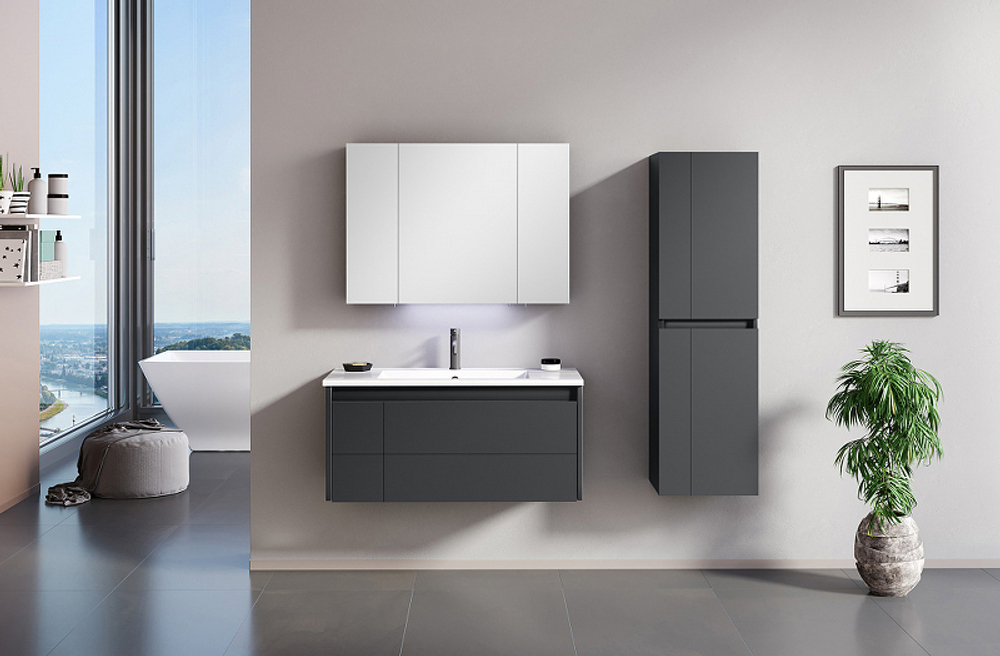 Зеркальный шкаф Orka Likya 80 3001088 с подсветкой Антрацит матовый