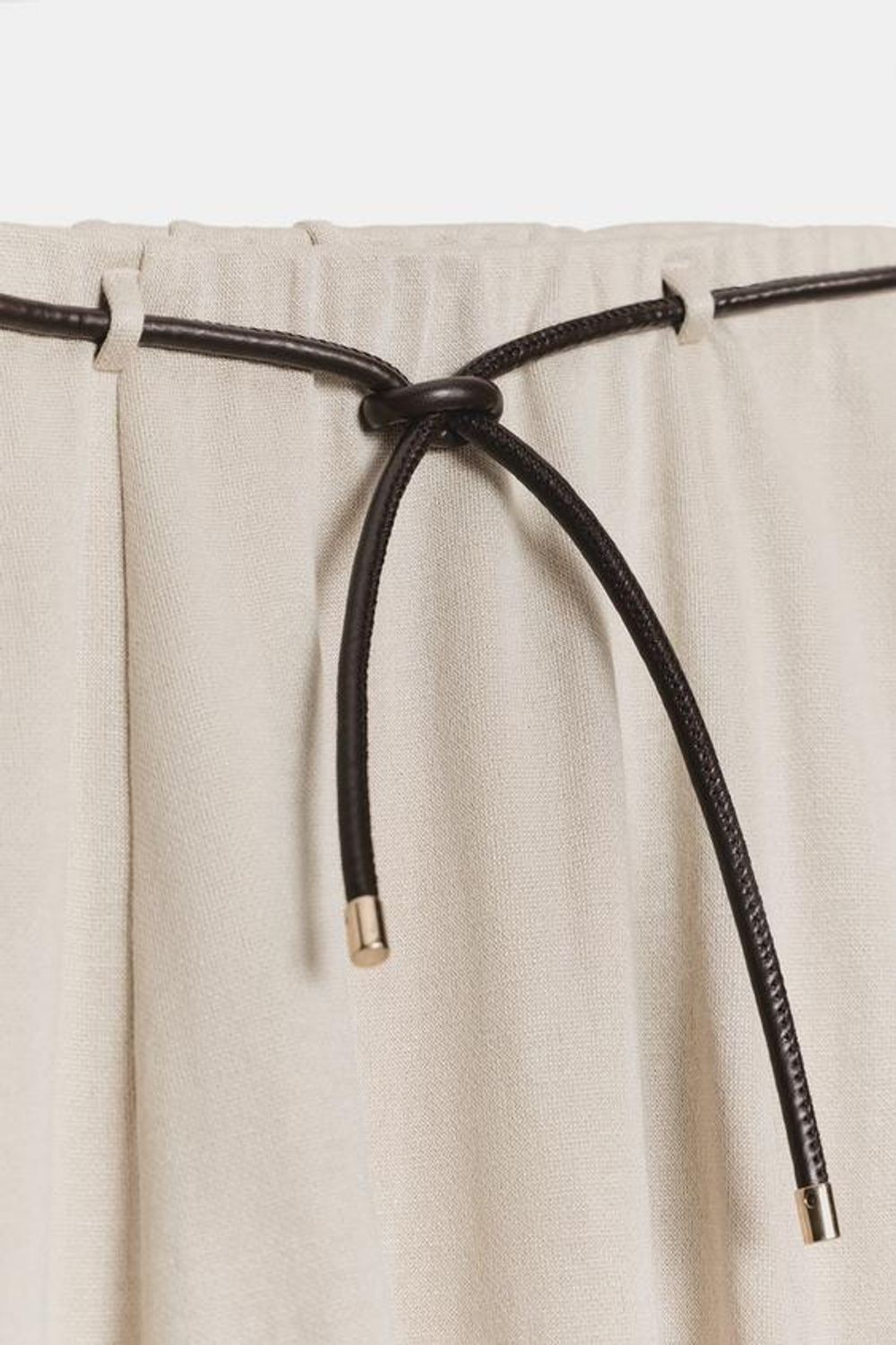 ZARA ТРИКОТАЖНАЯ ЮБКА С РЕМНЕМ, ПЕСОЧНЫЙ