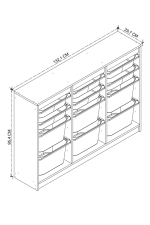 Стеллаж LARA с 12 выдвижными ящиками - дуб