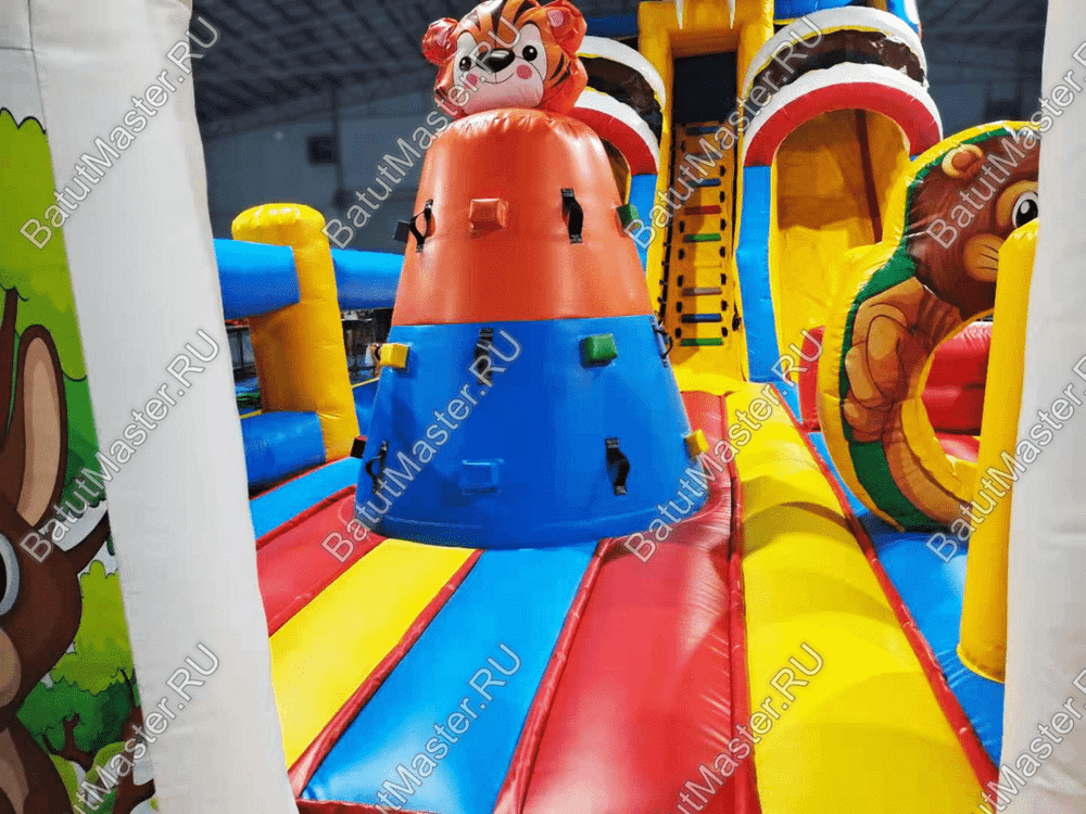 Коммерческий надувной батут "Слоник со скалодромом" 12*5*5,5 м СЛОН 3D