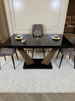 Кухонный раскладной стол "Вирджиния" , черный мрамор и 4 стула ЛОНДОН