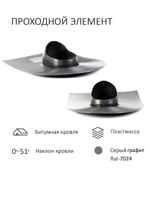 Комплект активной вентиляции: Вентиляционный выход изолированный Vilpe D160/225 утепленный высота H=500 мм, проходной элемент для битумной кровли, турбодефлектор Ø 230 мм, серый графит