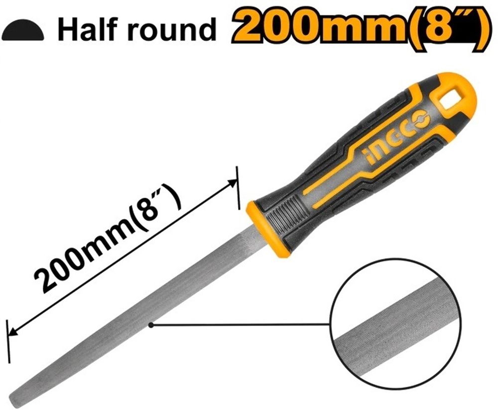 Напильник слесарный полукруглый INGCO HSHF088P INDUSTRIAL 200 мм