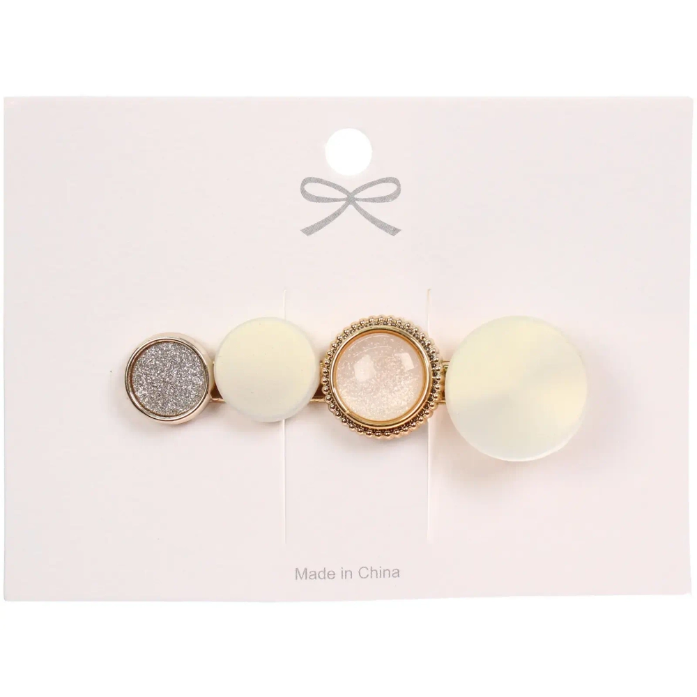 Зажим для волос 1шт на блистере «ПЕРСЕЯ», круги, цвет жемчужный, 6*1.5см