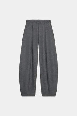 ZARA МЯГКИЕ ШИРОКИЕ БРЮКИ, СЕРЫЙ МЕЛАНЖ
