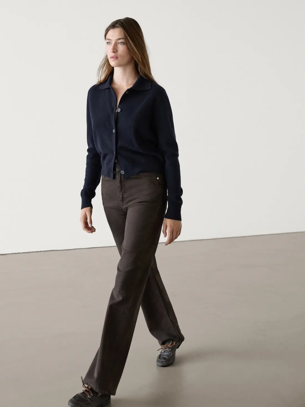 Massimo Dutti Укороченный кардиган из 100% шерсти, темно-синий