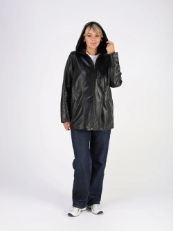 Кожаная куртка демисезонная с капюшоном