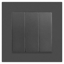 Выключатель Intro Accent 6-106-07 тройной, 10А-250В, IP20, СУ, AL/CU, графит | Intro