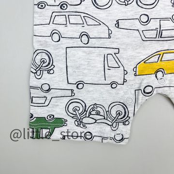 Песочник хлопковый "Машинки" серый меланж