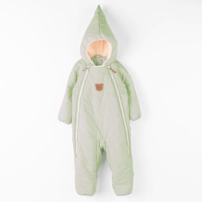 Demi-season puffer jumpsuit 3-18 months - Desert Sage