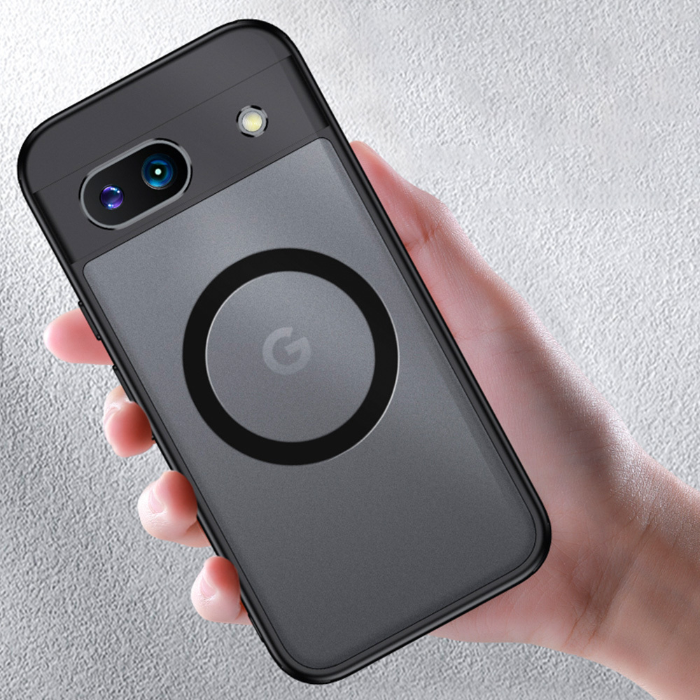 Чехол с Магсейф для Google Pixel 8a прозрачный матовый с черным бортом WLONS