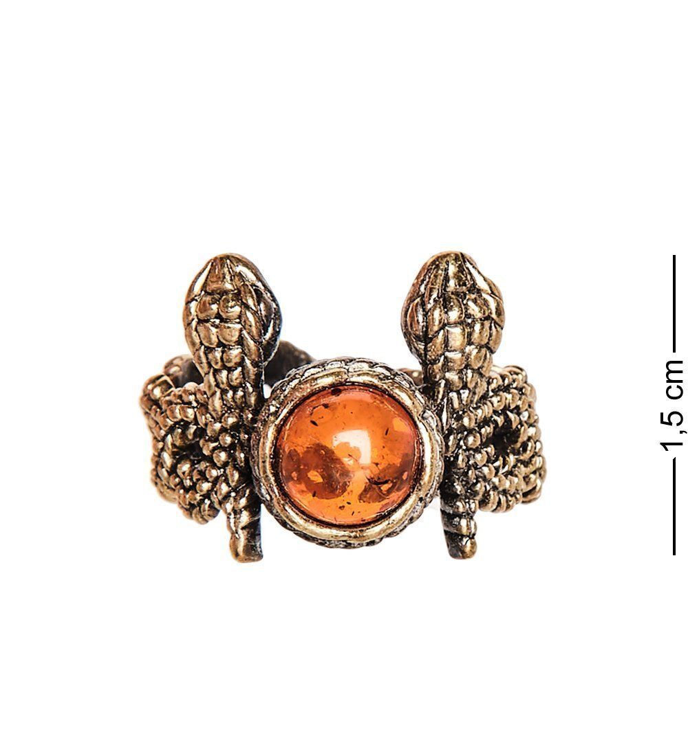 AM-2517 Кольцо «Черная мамба» (латунь, янтарь)