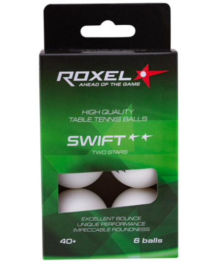 Мяч для настольного тенниса 2* Swift, белый, 6 шт.
