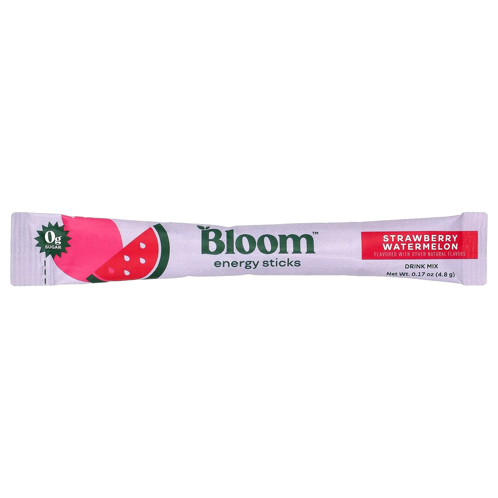 Bloom, Energy Sticks, со вкусом клубники и арбуза, 10 шт. по 4,8 г (0,17 унции)