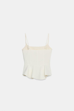 ZARA ТОП С БАСКОЙ — ZW COLLECTION, ЭКРЮ