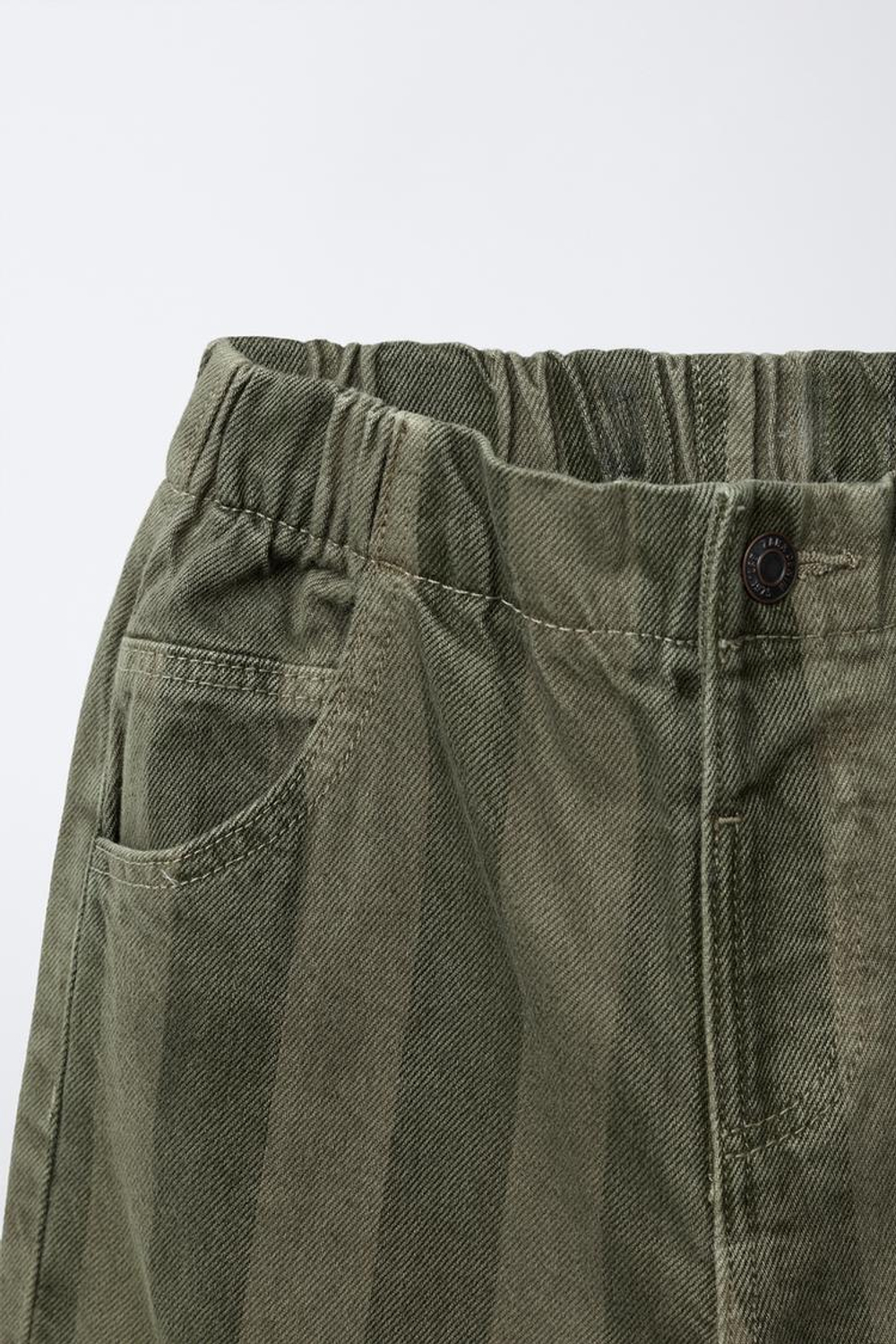 ZARA БРЮКИ-БАЛЛОНЫ В ПОЛОСКУ ИЗ ТВИЛА, ХАКИ