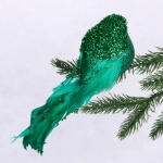 Украшение новогоднее «Сказочная птица» 5*7*18 см, Изумруд