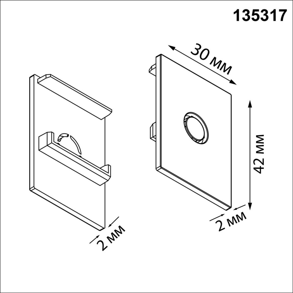135317 PORT NT25 207 черный Заглушка торцевая для арт.135299-135303, 2шт IP20 VECTOR