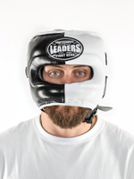 Шлем боксерский LEADERS LS с бамперной защитой BK/WH 1/2