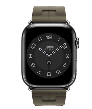 Apple Watch Hermès 45mm Space Black Stainless Steel Case with Kaki Kilim Single Tour