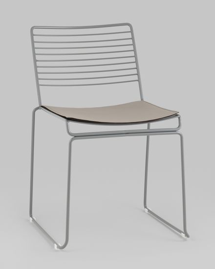 Стул металлический обеденный Hero серый с подушкой